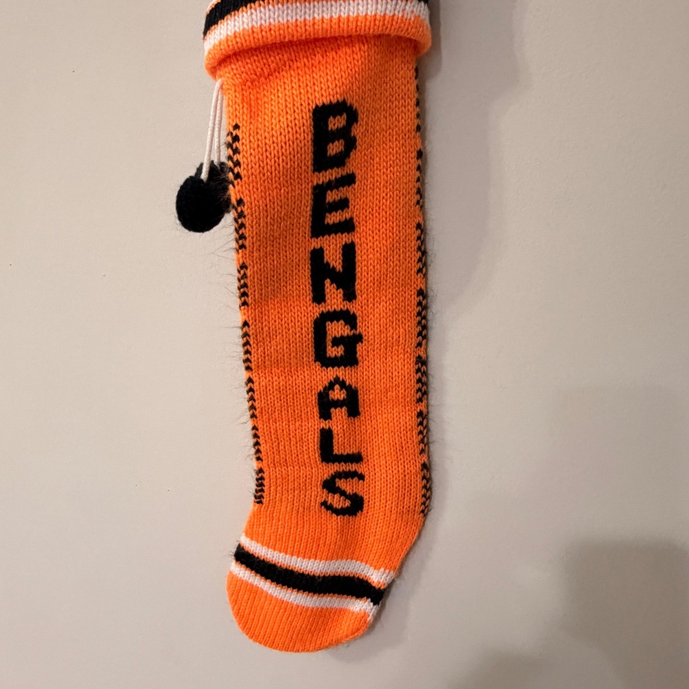 Cincinnati Bengals Knit Christmas Stocking Orange Black NFL Football Holiday Dec